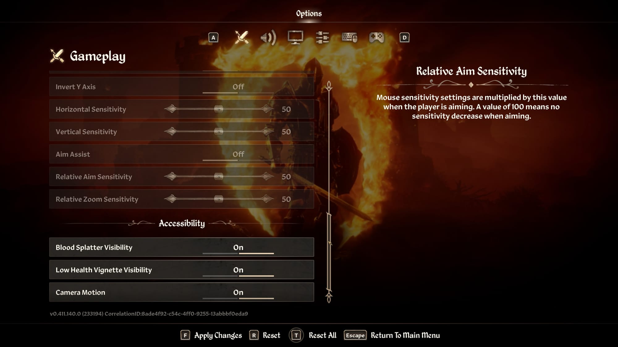 Elder Scrolls IV Oblivion Remastered Accessibility Settings Menu