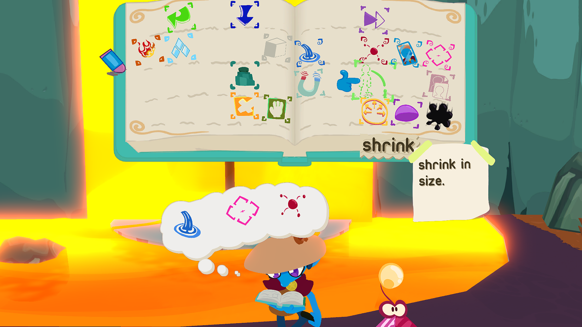 Rhell looks at their Rune Menu with the option "Shrink in size" selected.